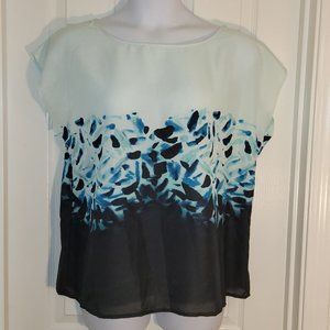 a.n.a.Cap Sleeve Top Blue and White Size XL